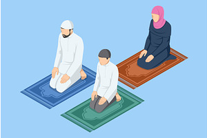 Isometric illustration of Muslim man, an Illustration by Golden Sikorka