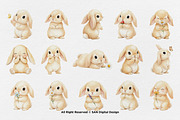15 Bundle Watercolor Cute Rabbit Pet, an Animal Illustration by Morspective (Thumbnail 8 of 8)