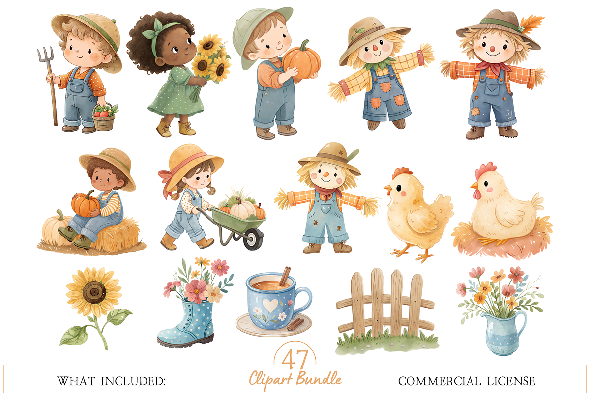Watercolor Farm Animals Clipart, an Animal Illustration by MockupWizard (Photo 2 of 6)