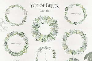 Watercolor Spring Greenery Pack