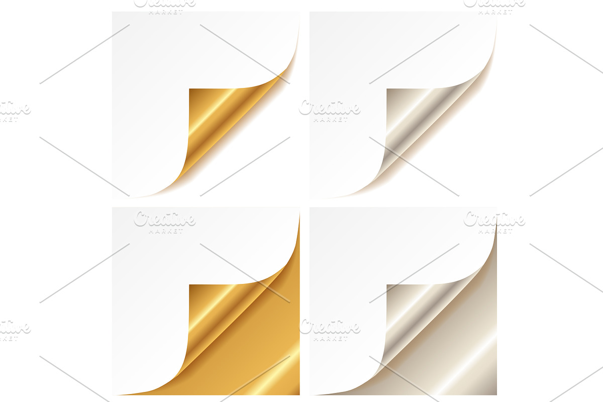 Curled golden and silver page corner, an Illustration by piter.goskov