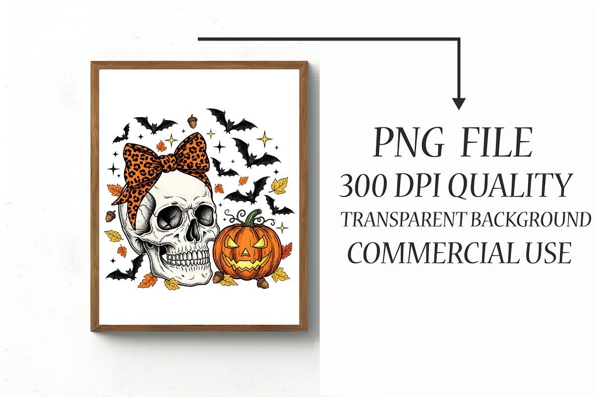 Halloween, Skull With Bow, Pumpkin P, an Illustration by Libby Wishes (Photo 4 of 6)