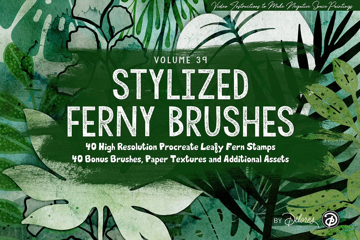 Leafy Ferns Procreate Brushes, a Brushes & More by DeloresArt (Photo 1 of 7)