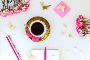 Scattered desk styled stock