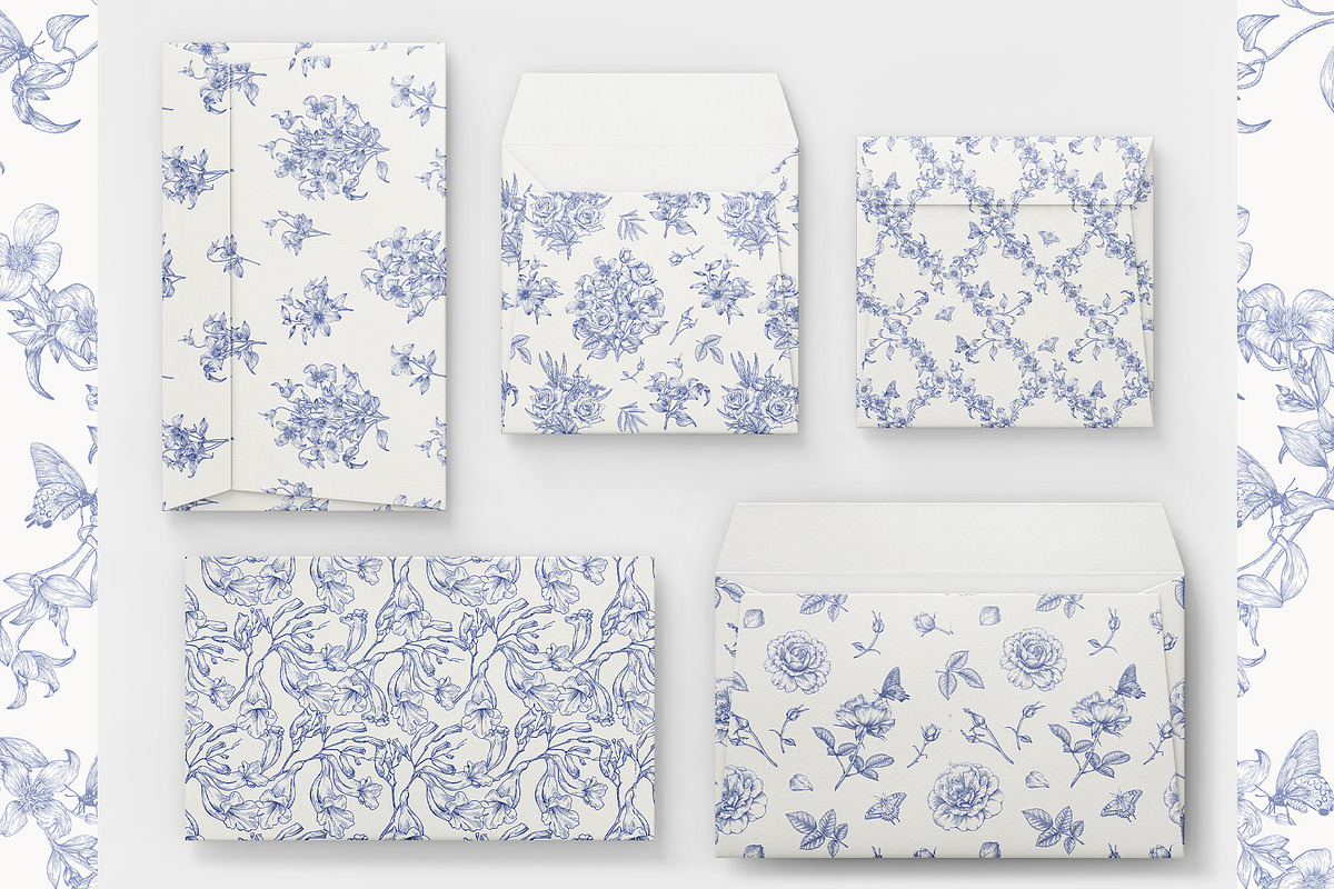 Vintage Seamless Patterns Blue Toile, a Pattern Graphic by ON_lineart_store (Photo 8 of 10)
