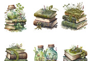 Magic Books Watercolor Clipart, an Object Graphic by Colibri Watercolor (Thumbnail 2 of 4)
