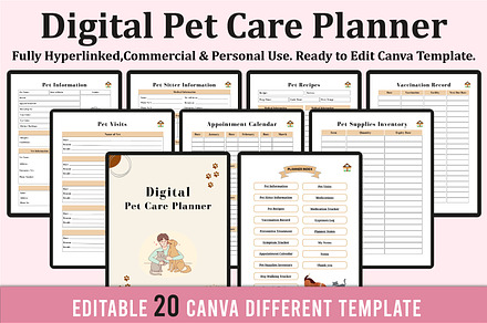 Digital Pet Care Planner For ipad, a Stationery Template by Shumaya