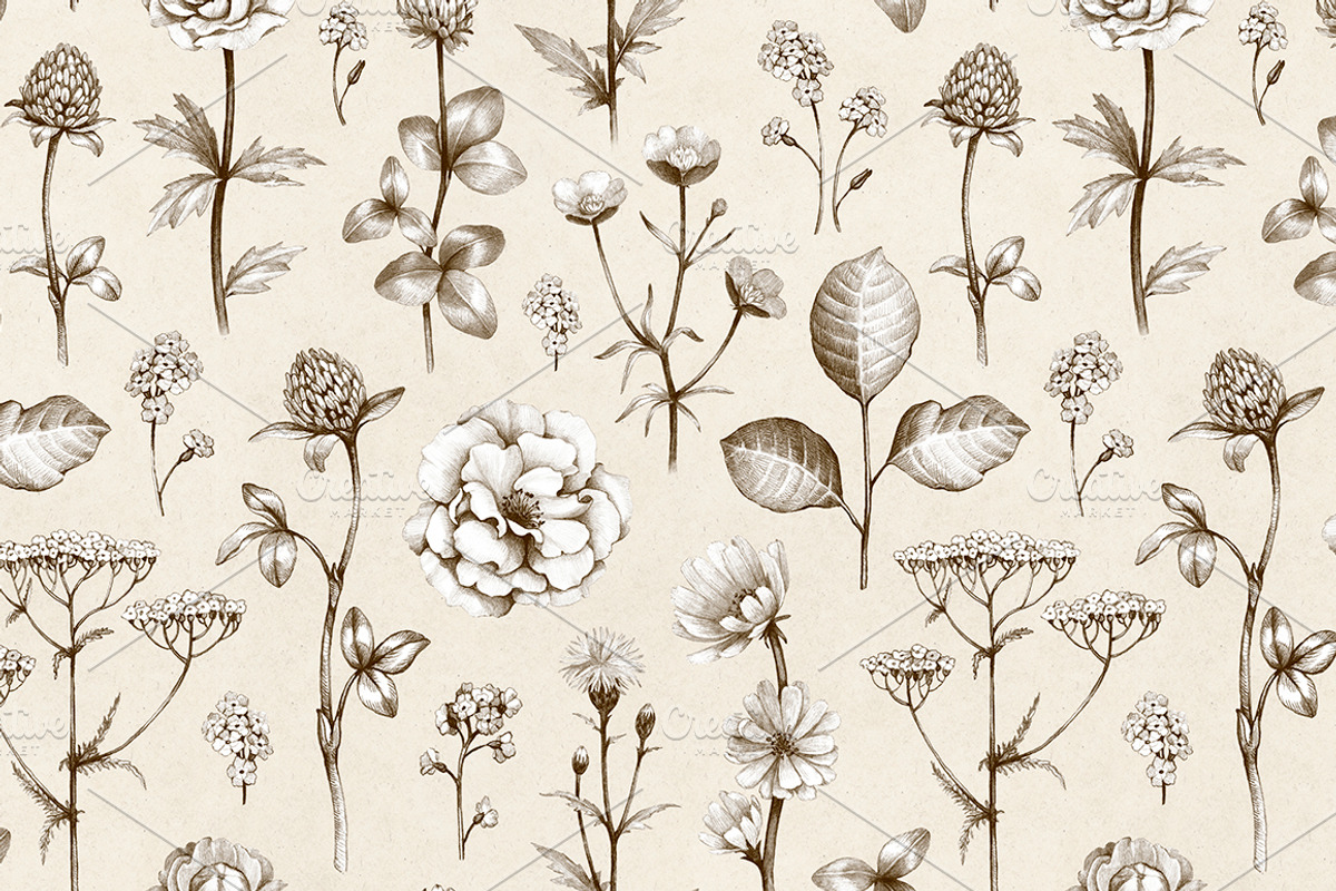 Wild flora. Drawings and patterns, a Pattern Graphic by Sundra (Photo 2 of 12)