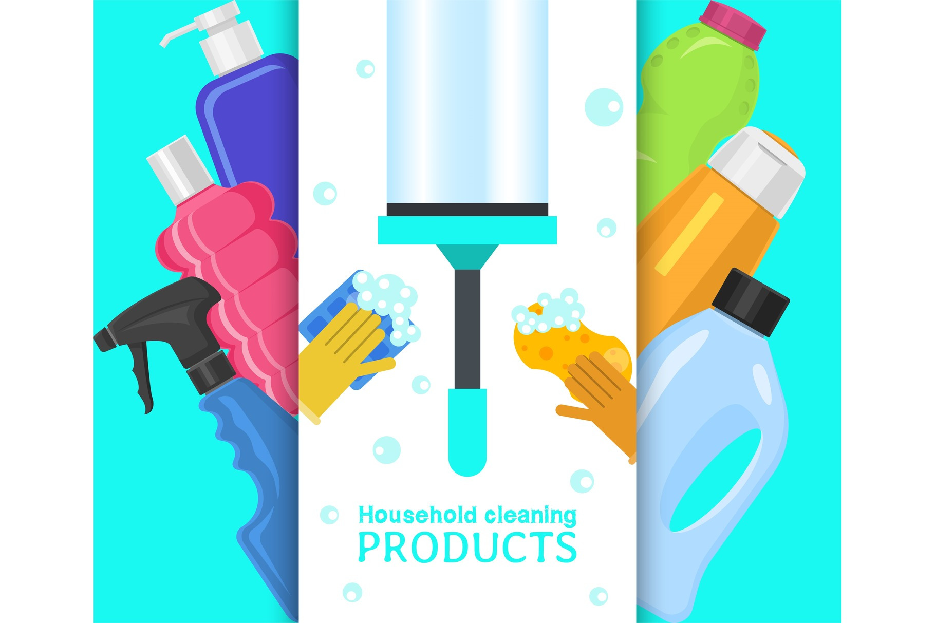 Household Cleaning Products Banner by Vectorsbang  Creative Market