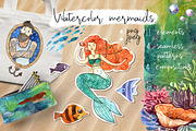 Watercolor mermaids, an Illustration by Steshnikova (Thumbnail 1 of 5)