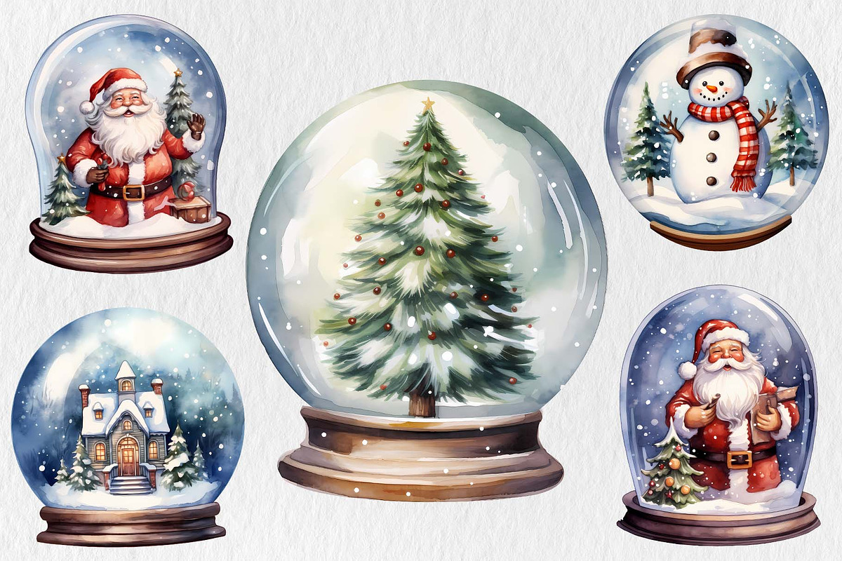 Christmas Snow Globe Clipart Bundle, an Illustration by Moon Studio (Photo 3 of 11)