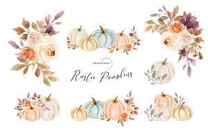 Pumpkin Boho Floral Leaves Clipart