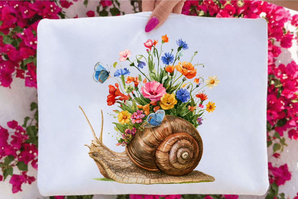 Cute Whimsical Snail Flower Clipart, a Seasonal Illustration by SVGArt (Photo 4 of 5)