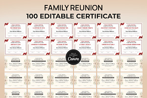 Family Reunion Certificate Bundle, a Print Template by Snapybiz