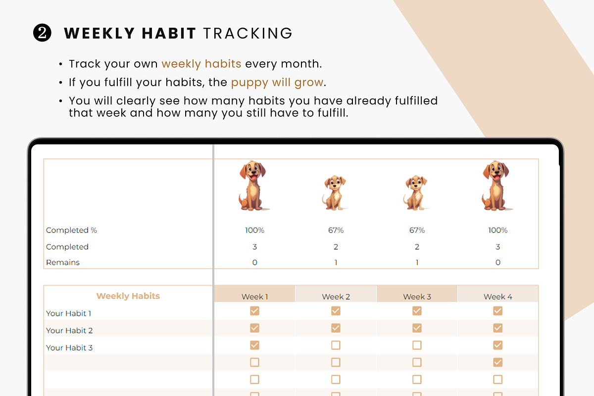 Habit Tracker Template | Dogs, a Templates & Theme by MondaySpark (Photo 3 of 6)