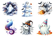 Watercolor Halloween Ghost Clipart, an Illustration by DreamArtGraphic (Thumbnail 2 of 5)