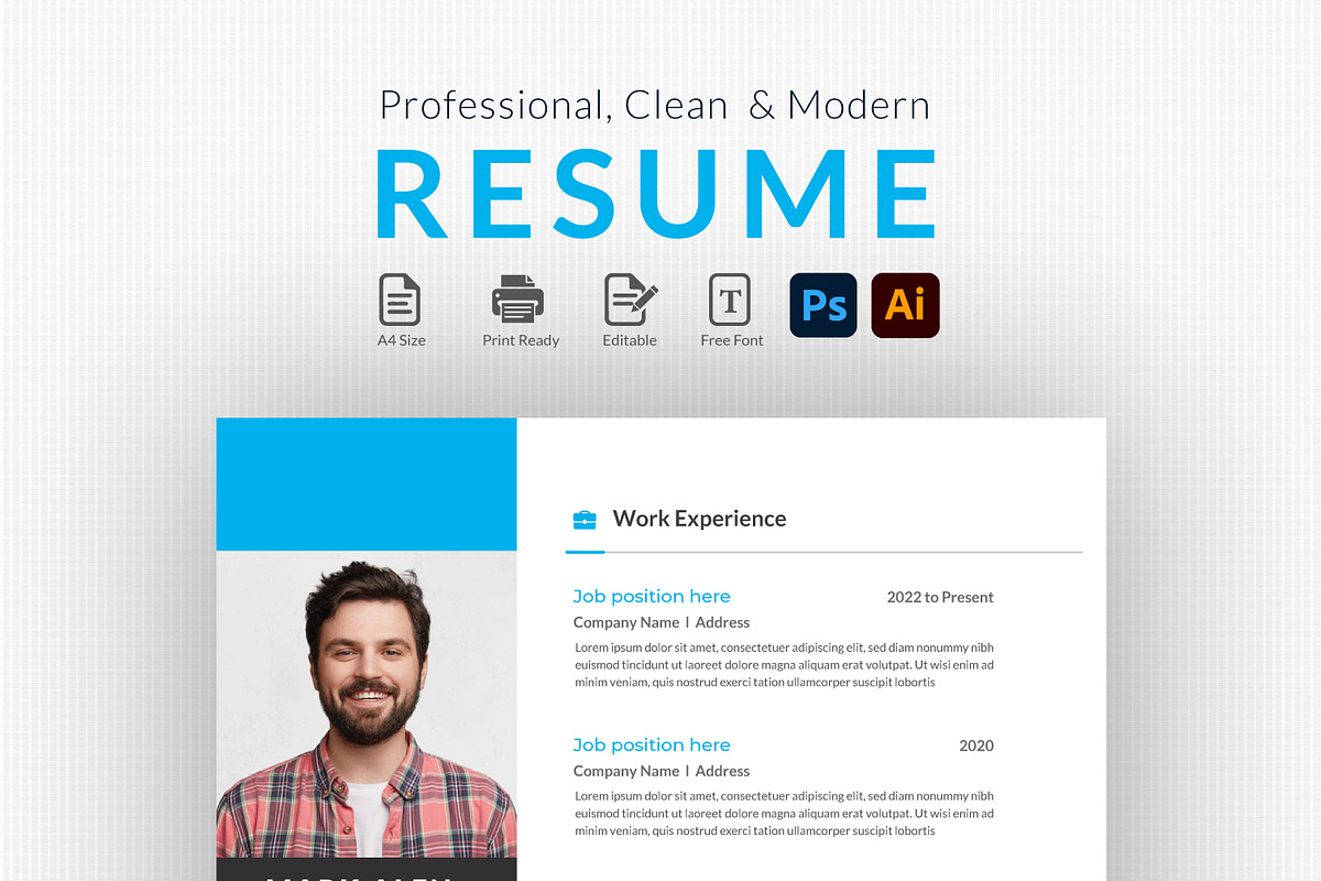 Professional Resume/CV Template, a Resume Template by designSultan (Photo 1 of 2)