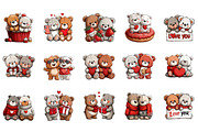Valentine Bear Couple Clipart, an Illustration by DreamArtGraphic (Thumbnail 3 of 4)