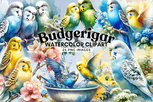 Watercolor Budgie Clipart