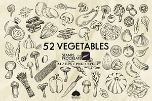 Vegetables line art + Procreate, a Food Illustration by Skliarova