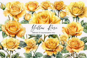 Watercolor Yellow Rose clipart, an Illustration by Designworld