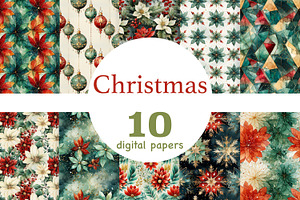 Christmas Digital Paper Set, a Pattern Graphic by GlamArtZhanna