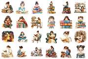 Book Girl and Library Sublimation, an Illustration by designcity5 (Thumbnail 2 of 5)