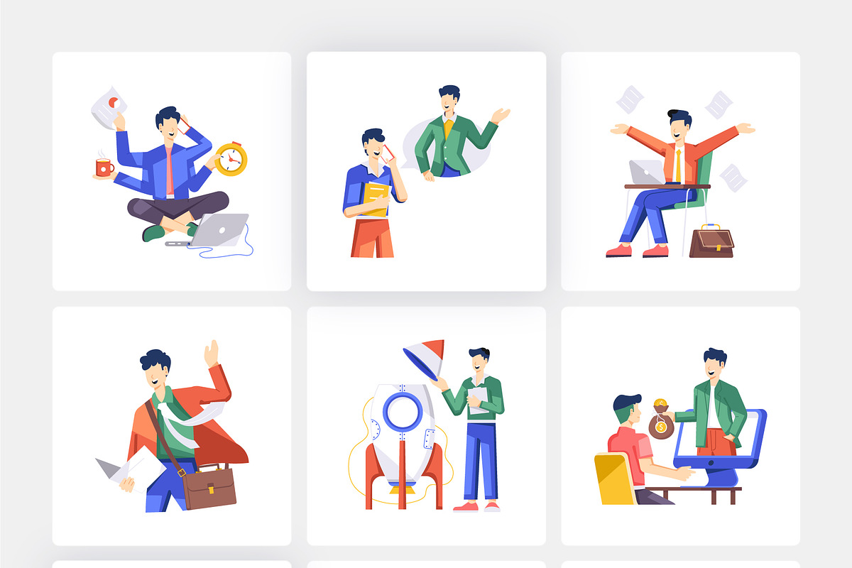 Animated Businessman Working Illustr, a Duotone Icon by Vectors Market (Photo 6 of 7)
