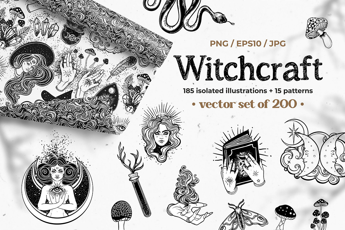 Witchcraft vector set of 200, a Food Illustration by Varvara Gorbash (Photo 1 of 13)