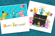Collection of Cute Birthday Robots, a Decorative Illustration by pinipin (Thumbnail 2 of 2)