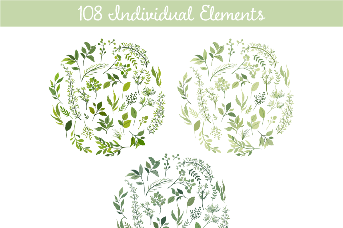 Greenery 2 - More Leaves & Wreaths, an Illustration by Kelly Jane Creative (Photo 2 of 4)