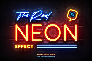 Real Neon Photoshop Effect, a Brushes & More by Andrew Skoch Design