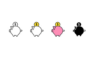 Colorful piggy banks with coins in, a Finance Illustration by skripnikbb