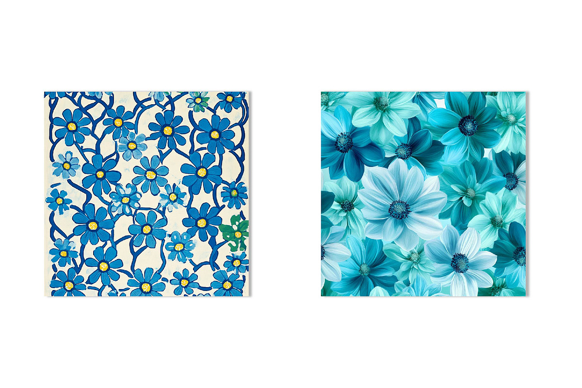 Blue Ink Flowers Digital Paper, an Illustration by CreationArt (Photo 5 of 5)
