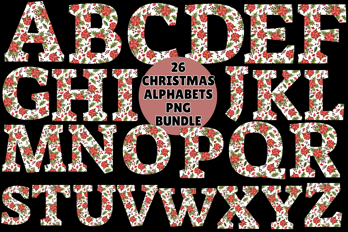 26 Christmas Alphabets PNG Bundle, a Decorative Illustration by ClipArtTime (Photo 1 of 3)