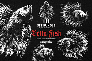 10 Bundle Dark Art Betta Fish, an Illustration by Morspective