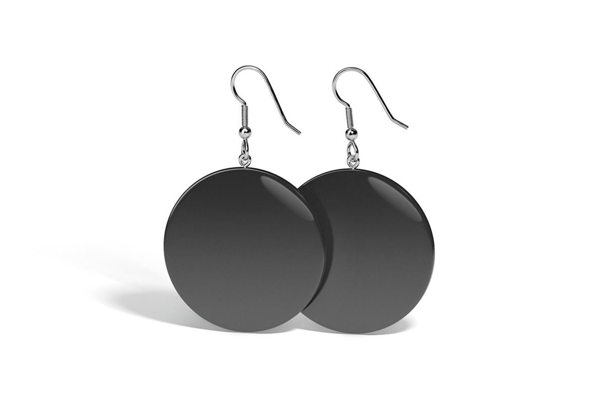 Black Round Earring Pair 3D Model, an Object 3D Model by rebrandy (Photo 1 of 9)