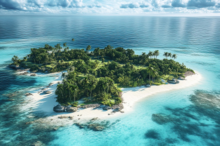 Aerial view on tropical island with, a Nature Photo by MistyDay