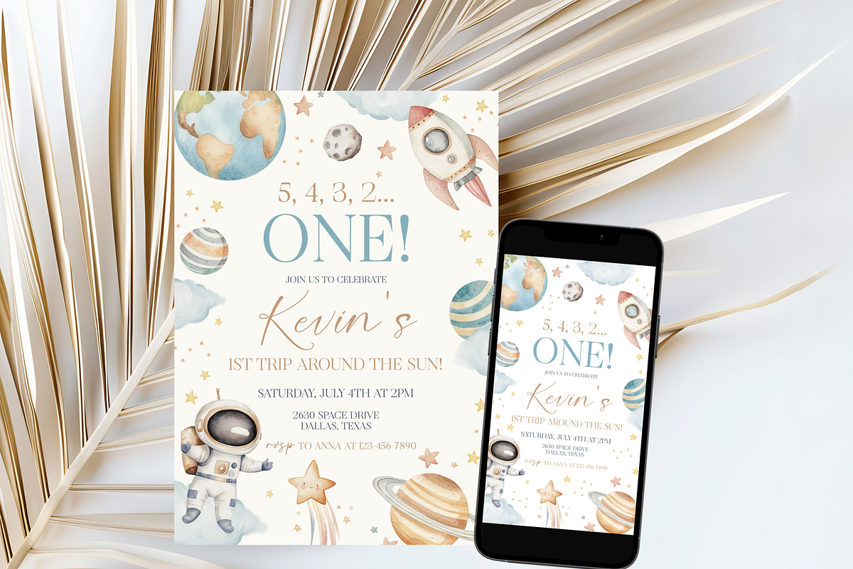 First Trip Around the Sun Bundle, an Invitation Template by Digital_Mind (Photo 9 of 9)