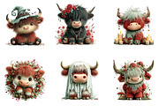 Spooky Highland Cow Bundle, a Seasonal Illustration by CreationArt (Thumbnail 4 of 5)