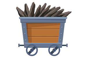Metal mine cart loaded with, an Object Illustration by Things for designers