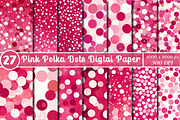 Pink Polka Dots Digtal Paper, a Pattern Graphic by SinaCreation (Thumbnail 1 of 5)