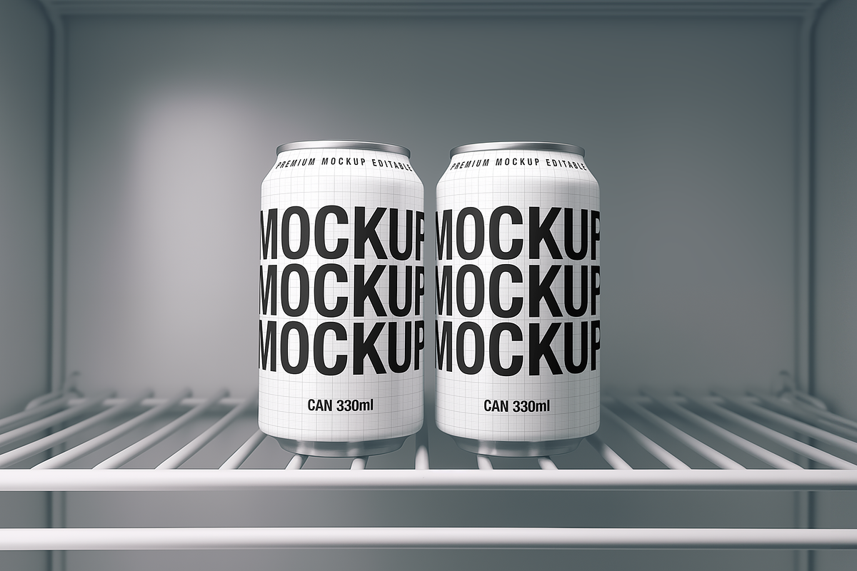 Drink Cans Mockup - Fridge Scene, a Packaging Mockup by TD Mockup (Photo 2 of 2)
