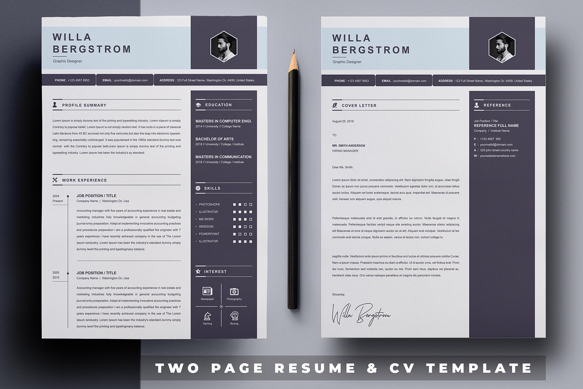 Minimal Resume Template, a Resume Template by X-Type
