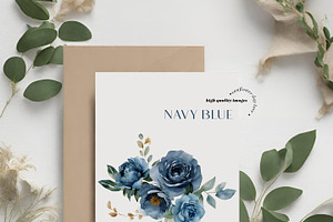 Navy Blue Flowers Clipart