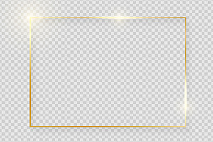 Gold shiny glowing vintage frame