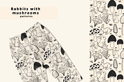 Rabbits with mushrooms, a Pattern Graphic by AnnaEshka (Thumbnail 1 of 2)