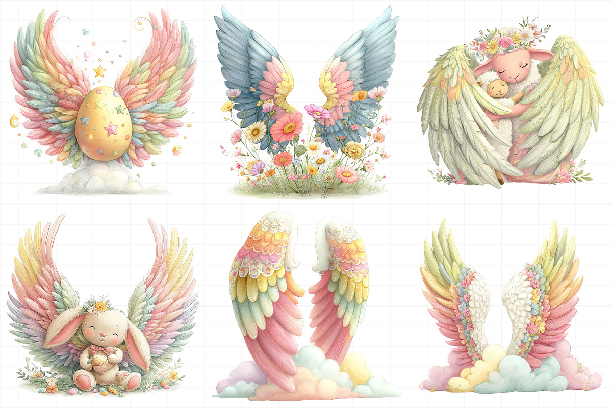 Whimsical Easter Heaven Angel Wings, an Illustration by Daily.Designs (Photo 6 of 8)