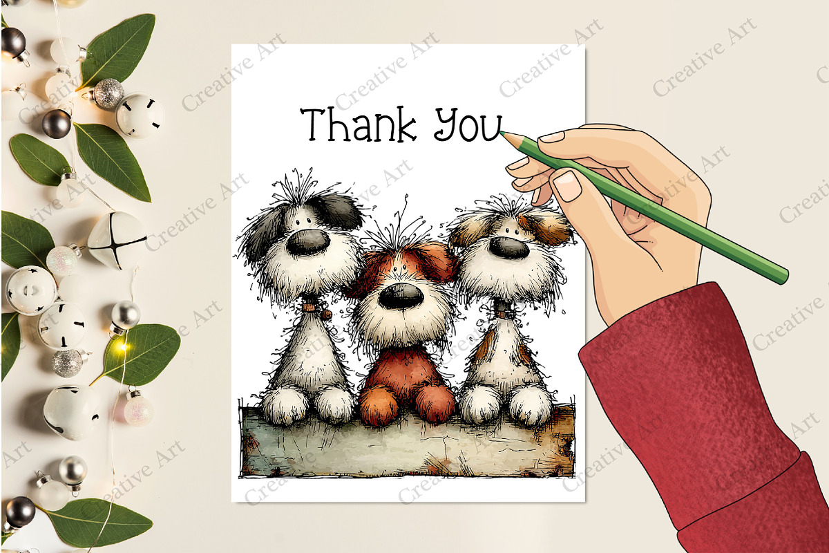 Whimsical Christmas Dogs Clipart, an Illustration by Creative Art (Photo 8 of 10)