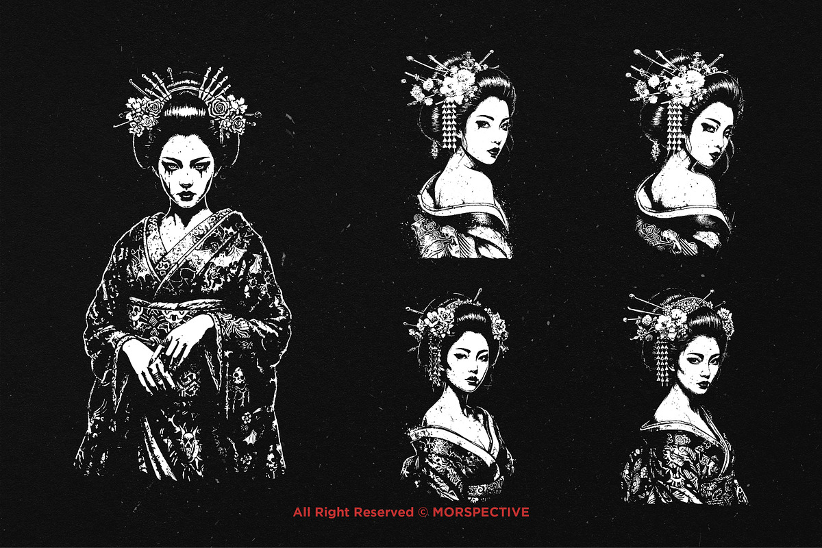 10 Bundle Dark Art Geisha Japanese, an Illustration by Morspective (Photo 5 of 7)